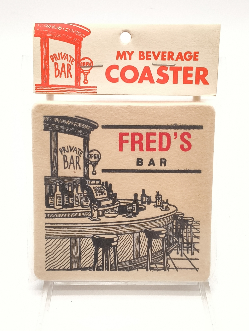 FRED’S BAR: The Coasters, The Myth, The Legend - 4 Personalized Vintage Coasters